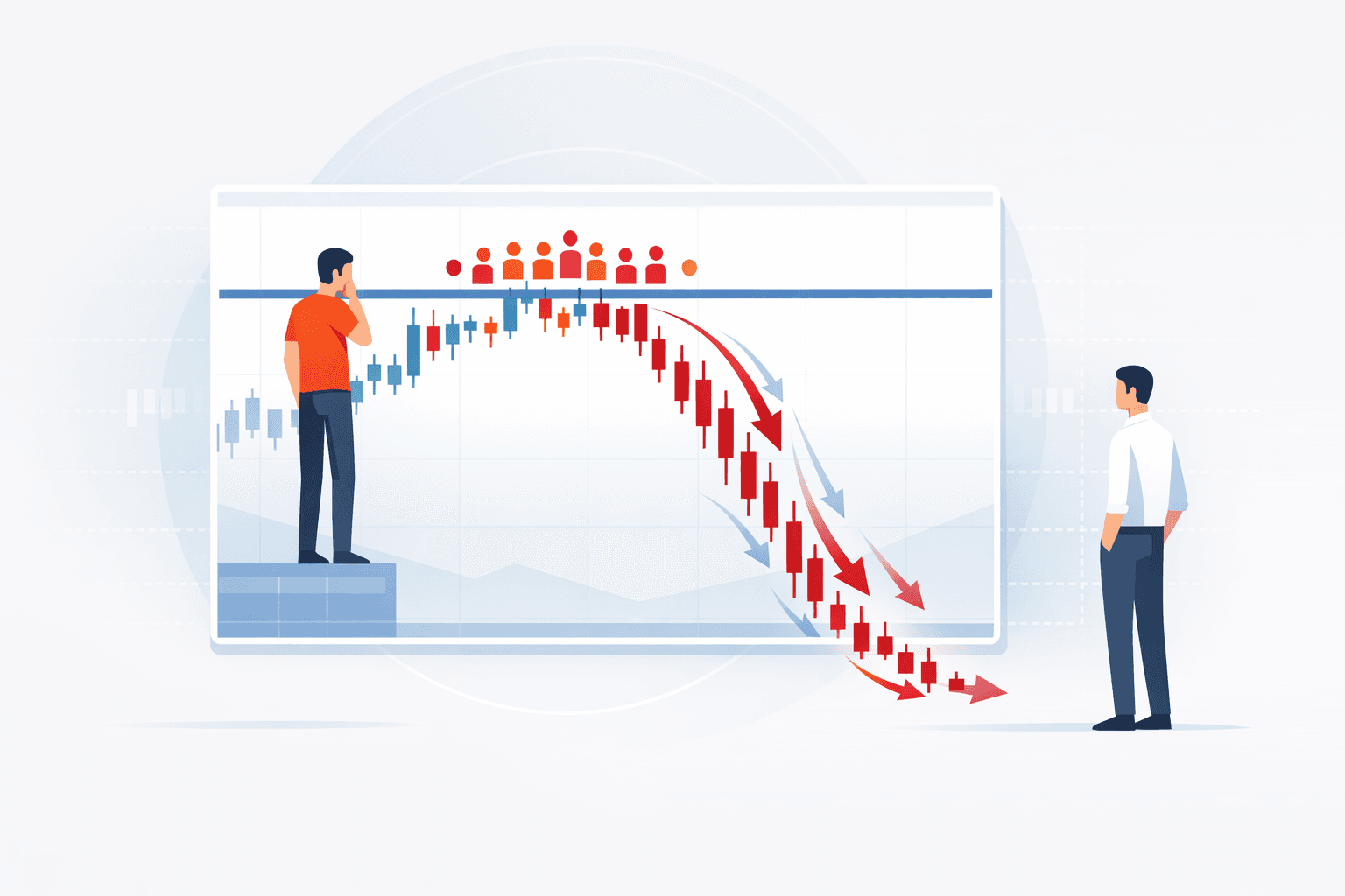 Diagram showing how trapped traders form at key price levels and the psychology behind getting trapped